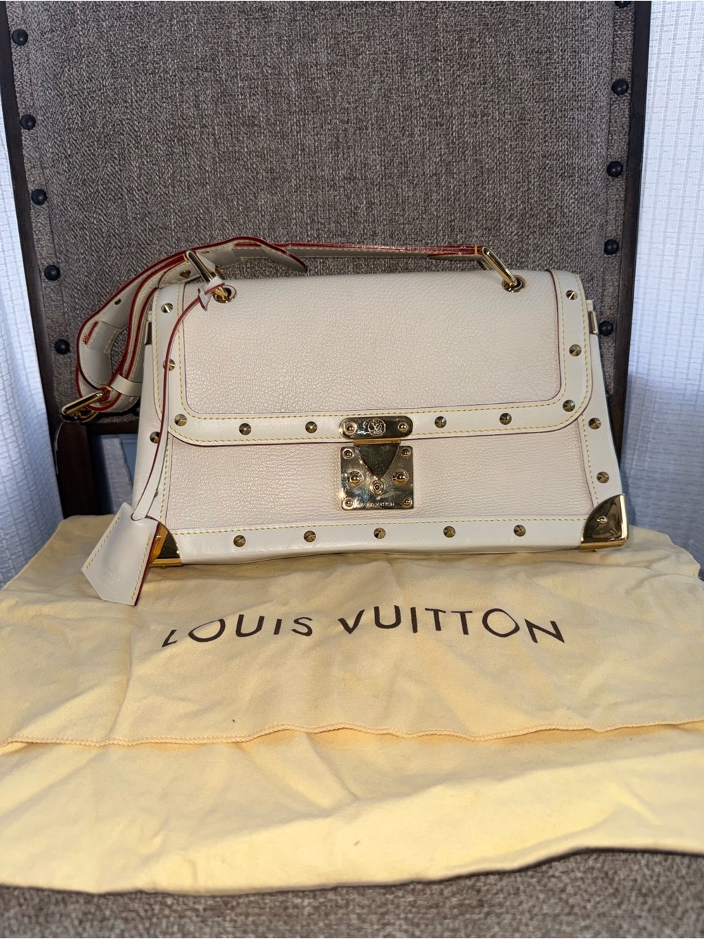 Louis Vuitton Cream Taurillon Shoulder Bag with Gold Hardware